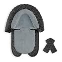Infant Car Seat Insert, HNHUAMING Baby Car Seat Head &amp; Body Support with 2 Straps Pads, Ultra Soft Newborn Preemie Carseat Insert Cushion for Girls Boys, Fits Car Seat, Stroller, Swing, Bouncer, Black