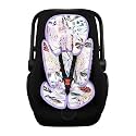 Infant Car Seat Insert for Newborn Girls Boys, HNHUAMING 2 In 1 Reversible Baby Car Seat Head &amp; Body Support, Extra Soft Baby Car Seat Cushion Insert for Strollers, Swings, and Bouncers, Purple Floral