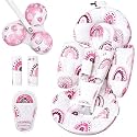 Infant Insert Compatible with 4moms Mamaroo Swing and Infant Carseat, Including 3 Replacement Balls, Reversible Newborn Insert for Baby Swing, Stroller, Bouncer, Soft Fabric - Mauve Rainbow