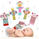 Wrist Rattles Foot Finder Rattle Sock Baby Toy, Rattle Toy, Arm Hand Bracelet Rattle, Feet Leg Ankle Socks, Activity Rattle Present Gift for Newborn Infant Babies Boy Girl Bebe (5 pcs-I)