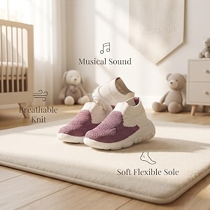 infant shoes for baby boys amp girls  musical sound walking shoes  first walker shoes for toddlers  lightweight breathable knit sneakers  soft sole comfortable slip on shoes for newborns babies amp kids