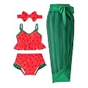 Infant Toddler Baby Girl Two Piece Swimsuit with Cover Up Skirt Ruffle Bathing Suit Bikini Headband Set