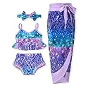 Infant Toddler Baby Girl Two Piece Swimsuit with Cover Up Skirt Ruffle Bathing Suit Bikini Headband Set