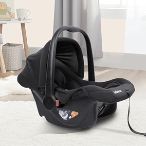 infantso 4-in-1 baby carry cot ece r4404 certified car seat feeding chair amp rocker for infant babies of 0 to 15 months  adjustable handle canopy washable cover  baby car seat with 3-point safety harness - upto 13 kgs black
