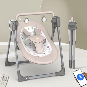 infantso automatic baby swing with 5 point safety harness adjustable swing for baby 0-2 years with buletooth amp remote control 5-speeds mosquito net soothing music
