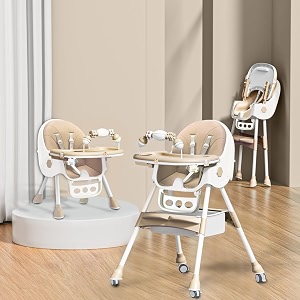infantso feed-x 5-in-1 baby high chairbaby feeding chair with foot support for 0 to 5 years baby highfeeding chair foldable height adjustable safety harness wheels cushion portable chair