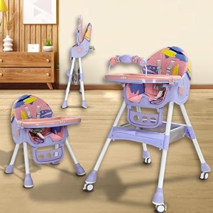 infantso feed-x 5-in-1 baby high chairbaby feeding chair with foot support for 0 to 5 years baby highfeeding chair foldable height adjustable safety harness wheels cushion portable chair