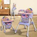 Infantso Feed-X (5-in-1) Baby High Chair/Baby Feeding Chair with Foot Support for 0 to 5 Years Baby, High/Feeding Chair Foldable, Height Adjustable, Safety Harness, Wheels, Cushion, Portable Chair