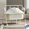 Infantso Premium Electric Baby Cradle Swing - Bluetooth &amp; Remote Control, Customizable Swing Time,Adjustable 5-Speeds, Automatic Swing Cradle for 0-12 Month, Soft Mattress, Safe &amp; Spacious Palna/Jhula