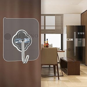 inferno nferno self adhesive 6mm nail wall hooks  heavy duty transparent j-shaped hooks for frames amp clocks 20-pack