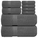 Infinitee Xclusives 100% Cotton Bath Towel Set – 8 Piece Bathroom Towel Set