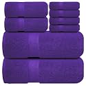 Infinitee Xclusives 100% Cotton Bath Towel Set – 8 Piece Bathroom Towel Set