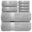 Infinitee Xclusives 100% Cotton Bath Towel Set – 8 Piece Bathroom Towel Set