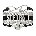 Softball Infinity Charm Bracelet- Softball Jewelry - Adjustable Bracelet for Softball Player, Team and Coaches Gifts