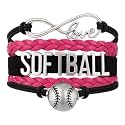 Softball Infinity Charm Bracelet- Softball Jewelry - Adjustable Bracelet for Softball Player, Team and Coaches Gifts