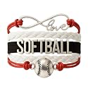 Softball Infinity Charm Bracelet- Softball Jewelry - Adjustable Bracelet for Softball Player, Team and Coaches Gifts