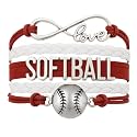 Softball Infinity Charm Bracelet- Softball Jewelry - Adjustable Bracelet for Softball Player, Team and Coaches Gifts