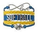 Softball Infinity Charm Bracelet- Softball Jewelry - Adjustable Bracelet for Softball Player, Team and Coaches Gifts