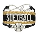Softball Infinity Charm Bracelet- Softball Jewelry - Adjustable Bracelet for Softball Player, Team and Coaches Gifts