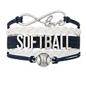 Softball Infinity Charm Bracelet- Softball Jewelry - Adjustable Bracelet for Softball Player, Team and Coaches Gifts