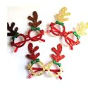 INFISPACE Christmas Glitter Reindeer Antler Glasses Frame Goggles for Boys &amp; Girls