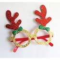 INFISPACE Christmas Glitter Reindeer Antler Glasses Frame Goggles for Boys &amp; Girls