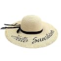 INFISPACE Women's Embroidered Straw Sun Hat with Fringe and Ribbon | Ladies Wide Brim Vacation Beach Sunscreen Hat (SPF-50)