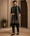 INFIUS CEREBRO Acrylic Embroidered Men Shawl Black