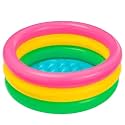 Inflatable Baby Pool, 3-Ring Rainbow Design, Multi-Colour