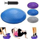 Inflatable Balance Disc Cushion with Pump, Textured Wobble Seat Cushion for Active Sitting, Core Exercise, Physical Therapy, Yoga, Posture Correction &amp; Balance Training,(Pcs -1 ; small).