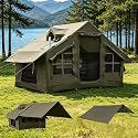 Inflatable Camping Tent 2/4/6 Person, Fast 5-Min Inflate with Hand Pump, Waterproof UV Resistant PVC Blow Up Glamping Tent with Special Shaped Rainproof Breathable Window for Family Weekend Trip