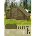 Inflatable Camping Tent 2/4/6 Person, Fast 5-Min Inflate with Hand Pump, Waterproof UV Resistant PVC Blow Up Glamping Tent with Special Shaped Rainproof Breathable Window for Family Weekend Trip