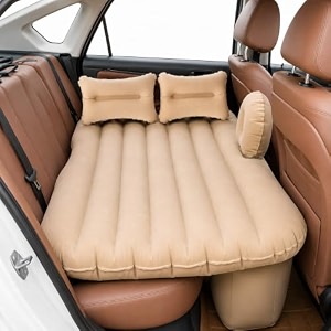 inflatable car bed kit  back seat air mattress 2 pillows electric pump amp 1 big pillow for camping road trips suvtrucksedan