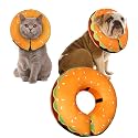 Inflatable Dog Cone Collar for Large Medium Small Dogs, Soft Adjustable Recovery Cone Collar for Dogs Cats,Dog Neck Donut Cone Alternative After Surgery(Hamburger,Large
