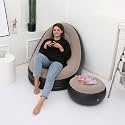 Inflatable Lounge Chair for Adults, Folding Portable Lazy Sofa with Foot Stool Indoor Livingroom Gaming Bedroom Office Balcony, Outdoor Travel Camping 2-in-1 with Air Pump