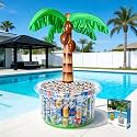 Inflatable Palm Tree Cooler 60" Inflatable Pool Party Bar Inflatable Serving Bars Cooler Bar Ice Buffet Serving Trays Keep Food Drinks Salad Cool Party Decorations for BBQ Picnic Beach