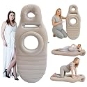 Inflatable Pregnancy Pillow with Belly Hole, Full Body Maternity Air Mattress for Stomach Resting, Adjustable Support for Belly, Back and Hips, Portable Pregnancy Float for Pool and Travel(Khaki)