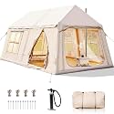 8-10 Person Large Inflatable Tents for Camping, Blow Up Tent House 2 Rooms, 4 Season Hot Tent with Stove Jack & AC Ports, Glamping Camping Tents for Outdoors, Easy Setup with Air Pump
