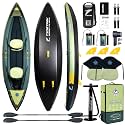 Inflatable Touring Kayak 1-Person & 2-Person with Waterproof Seat & Full Accessory Kit, Lightweight Recreational Kayak for Lake, River & Fishing