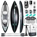 Inflatable Touring Kayak 1-Person & 2-Person with Waterproof Seat & Full Accessory Kit, Lightweight Recreational Kayak for Lake, River & Fishing