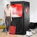 Infrared Red Light Therapy Sauna, Portable Steam and Infrared Sauna for Home, Full Body Sauna Tent for Relaxation, Large Infrared Sauna Box with 660nm Red Light, 3L&1100W Sauna Steamer