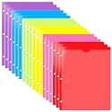INFUN Heavy Duty Plastic Folders with Clear Front Pocket and Holes-18 Pack,Assorted Colors Folder with 2 Pockets and 3 Holes for 3 Ring Binders,Folder with Card Slot for School,Office and Home