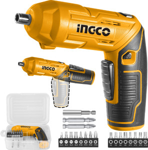 ingco 4v lithium-ion cordless standard screwdriver set