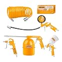 INGCO 5 Pcs Tools Set - Includes 4m Recoil Hose, Air Washing Gun, Spray Gun, Tire Inflating Gun, Nitto Type Connector - Suitable for Beauty and Maintenance of Various Cars or Handicrafts