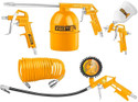 INGCO AKT0053-3 Air Tools 5Pcs Set - 4m Recoil Hose, 600cc Air Spray Gun AKT0053-3 Air Tools 5Pcs Set - 4m Recoil Hose, 600cc Air Spray Gun Air Assisted Sprayer (Yellow)