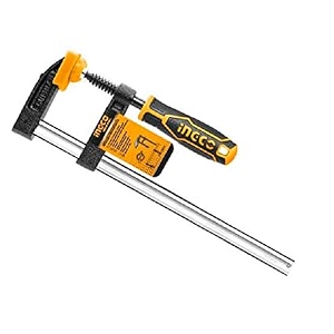 ingco f clamp 10 inch steel with rubberized handle and surface protection pvc cover for clamping better grip metal wood working glass welding diy work hfc020503 50 x 250 mm