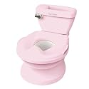 Ingenuity My Size Potty Pro 2-in-1 Potty Training Toilet, Floor Potty with Removable Potty Seat for Standard Toilets, Realistic Flushing Sound, For Toddlers Ages 18+ months, Up to 50 lb - Pink