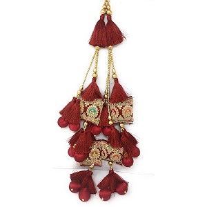 set of 2 latkan gold colour 30 cm long 15145 maroon