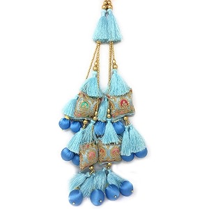 set of 2 lehangacholighagara latkan sky blue colour 30 cm long sky blue 2