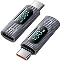 INICIO 100W USB C Adapter (2 Pack) Type C Male to Female Power Meter Tester with LED Display for MacBook iPad Pro Air iPhone 17 16 15 Galaxy S25 S24 S23 Pixel 10 9 8 & More USB-C Phones Laptops